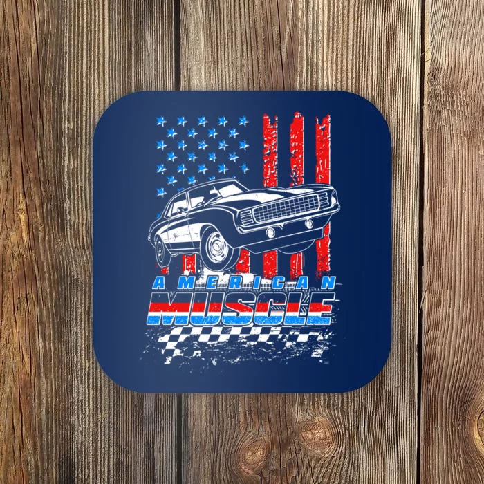 American Muscle American USA Flag Muscle Car Fan Coaster