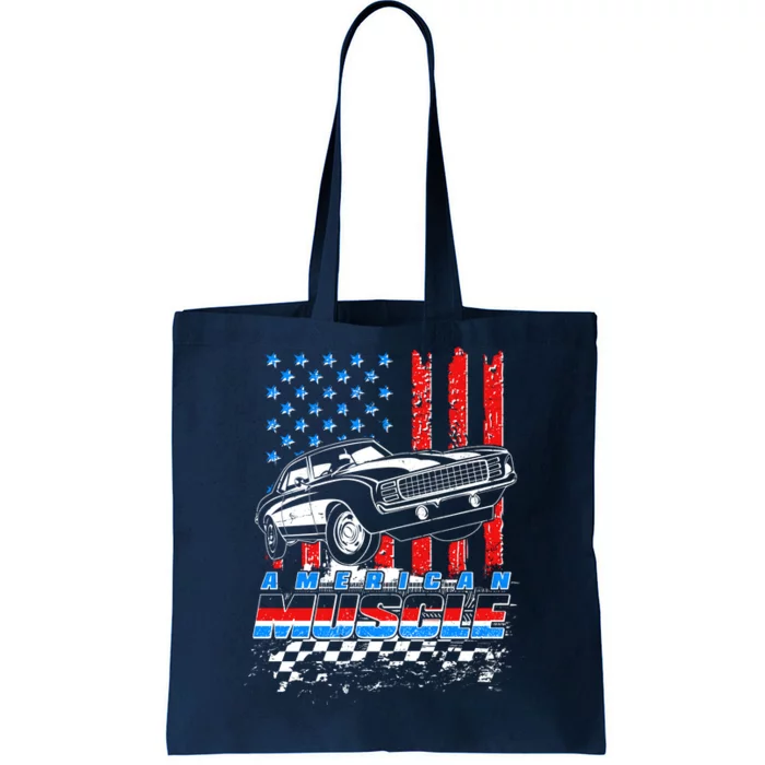 American Muscle American USA Flag Muscle Car Fan Tote Bag