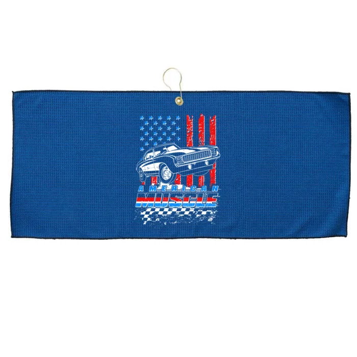 American Muscle American USA Flag Muscle Car Fan Large Microfiber Waffle Golf Towel