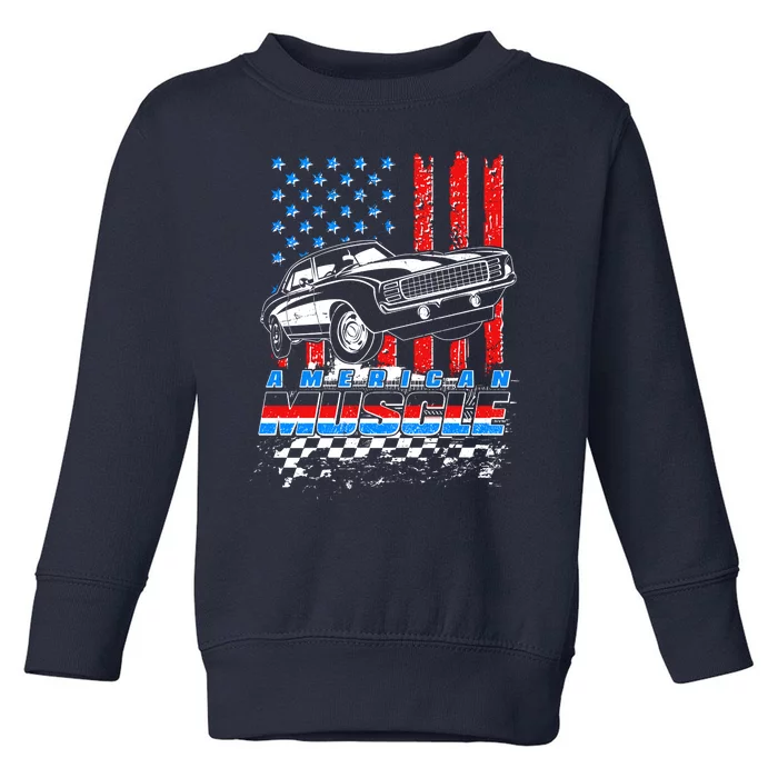 American Muscle American USA Flag Muscle Car Fan Toddler Sweatshirt