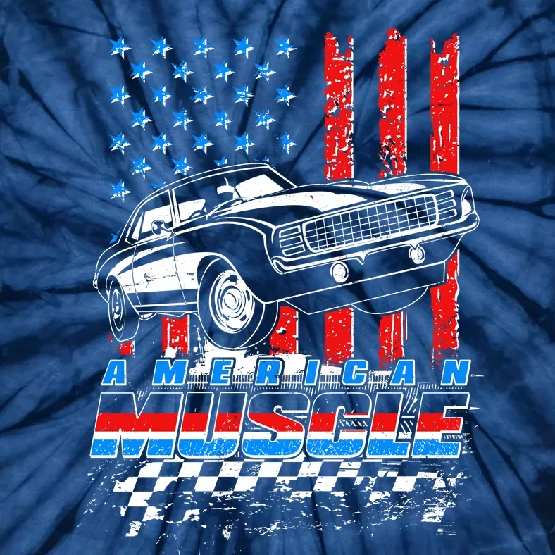 American Muscle American USA Flag Muscle Car Fan Tie-Dye T-Shirt