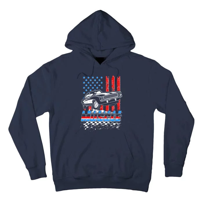 American Muscle American USA Flag Muscle Car Fan Tall Hoodie