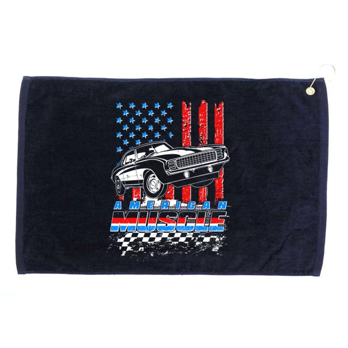 American Muscle American USA Flag Muscle Car Fan Grommeted Golf Towel