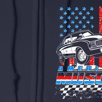 American Muscle American USA Flag Muscle Car Fan Full Zip Hoodie