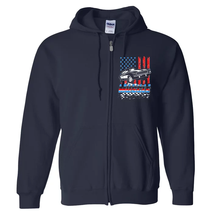 American Muscle American USA Flag Muscle Car Fan Full Zip Hoodie