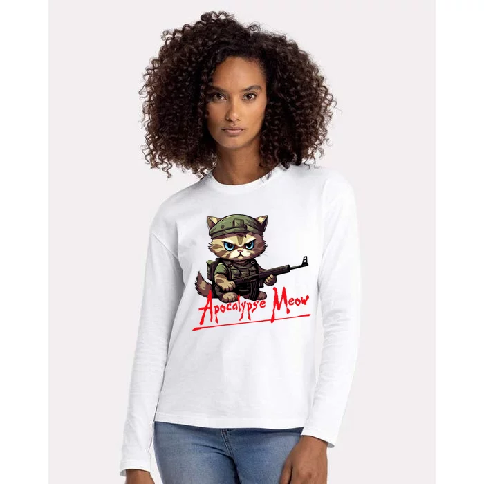 Apocalypse Meow Womens Cotton Relaxed Long Sleeve T-Shirt