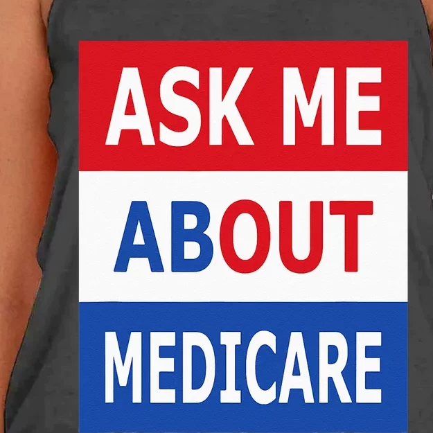 Ask Me About Medicare Insurance Agent Broker Women's Knotted Racerback Tank