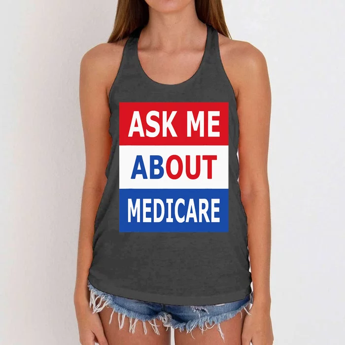 Ask Me About Medicare Insurance Agent Broker Women's Knotted Racerback Tank