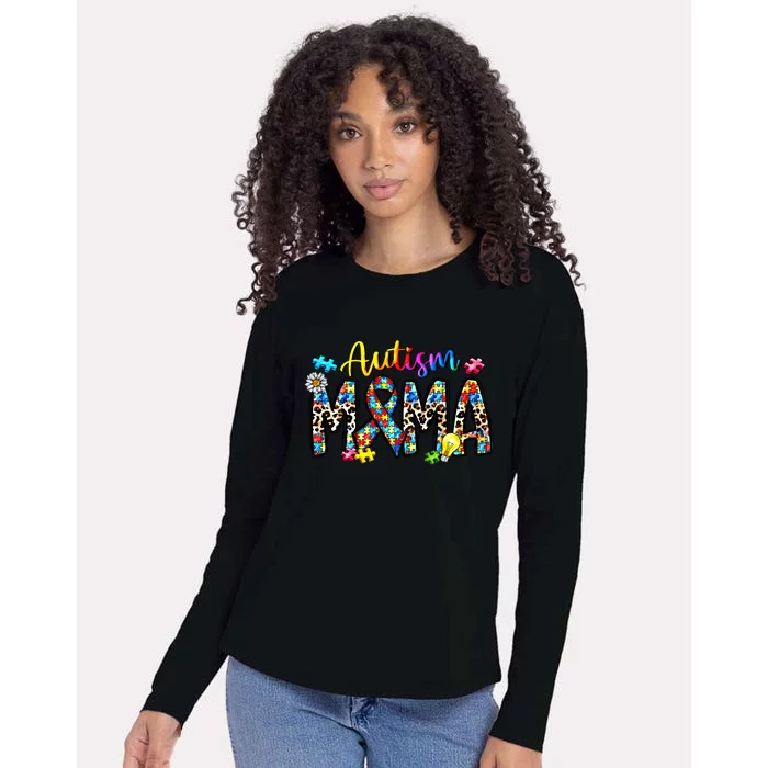 Autism Mama Autism Mom Life Autism Awareness Leopard Puzzle Gift Womens Cotton Relaxed Long Sleeve T-Shirt