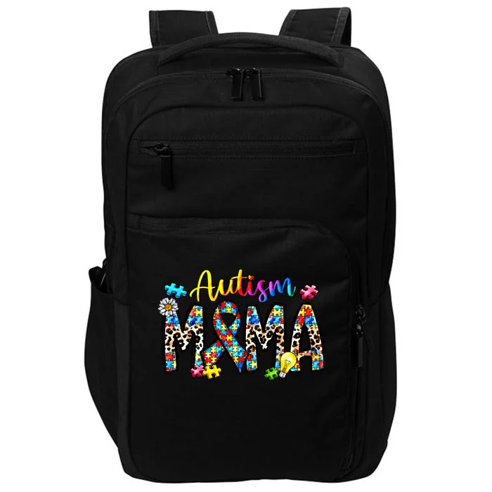 Autism Mama Autism Mom Life Autism Awareness Leopard Puzzle Gift Impact Tech Backpack