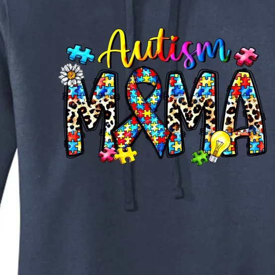 Autism Mama Autism Mom Life Autism Awareness Leopard Puzzle Gift Women's Pullover Hoodie