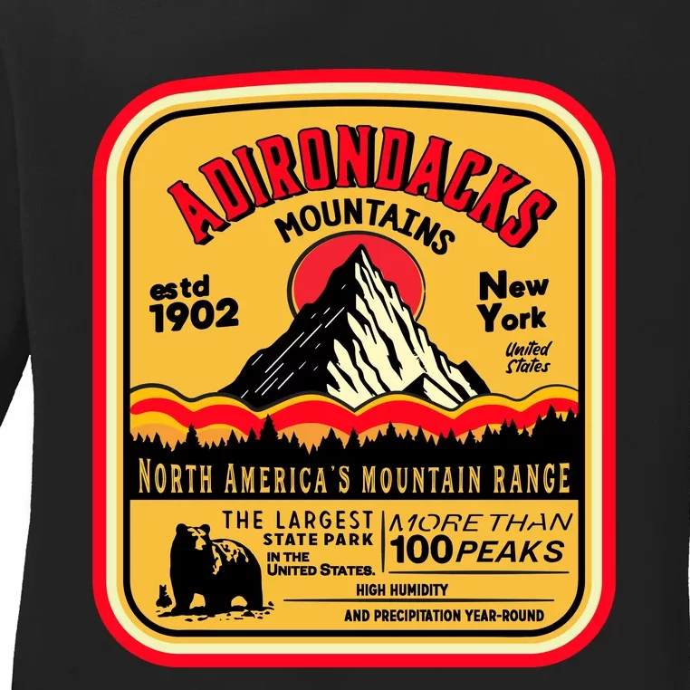 Adirondack Mountains (Adk) Aged Look Ladies Long Sleeve Shirt