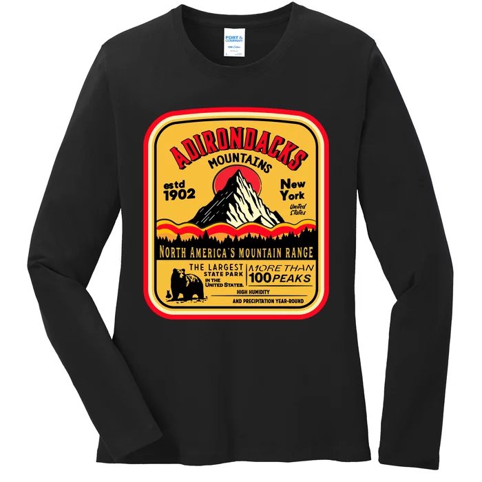 Adirondack Mountains (Adk) Aged Look Ladies Long Sleeve Shirt