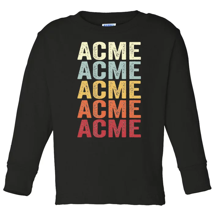 Acme Michigan Acme Mi Retro Vintage Text Toddler Long Sleeve Shirt