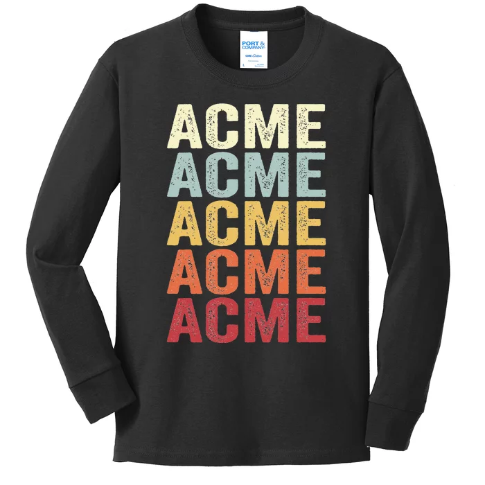 Acme Michigan Acme Mi Retro Vintage Text Kids Long Sleeve Shirt