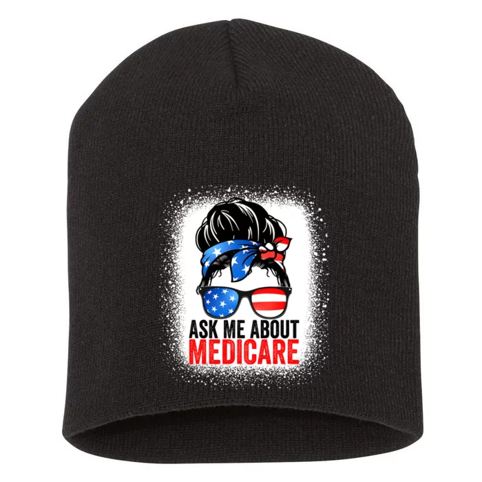 Ask Me About Medicare Insurance Agent Broker Sales Marketing Short Acrylic Beanie