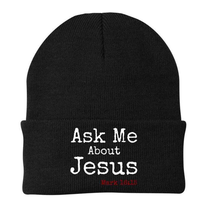 Ask Me About Jesus Knit Cap Winter Beanie