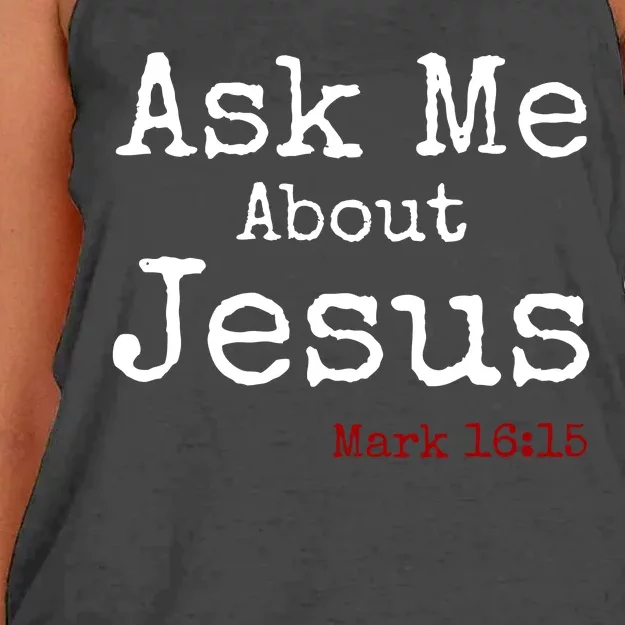 Ask Me About Jesus Women's Knotted Racerback Tank