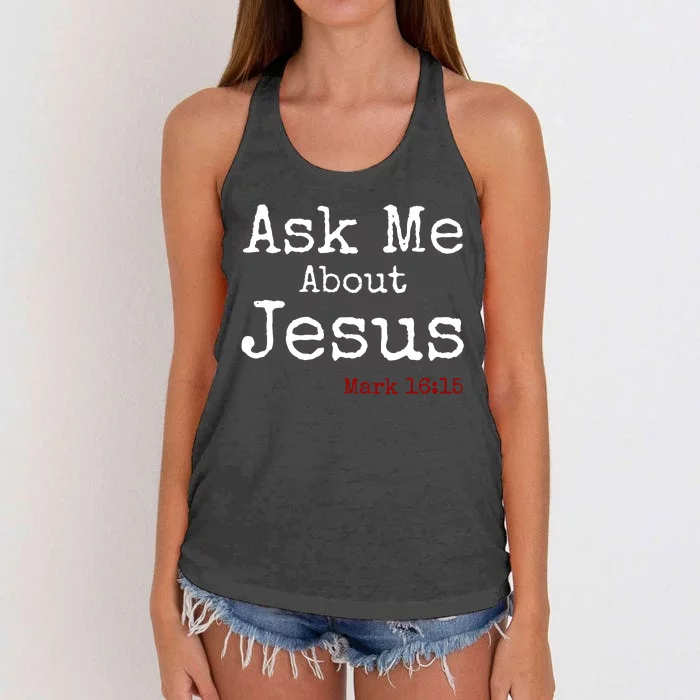 Ask Me About Jesus Women's Knotted Racerback Tank