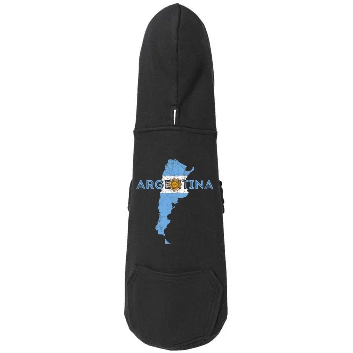 Argentinian Map And Flag Souvenir Distressed Argentina Doggie 3-End Fleece Hoodie