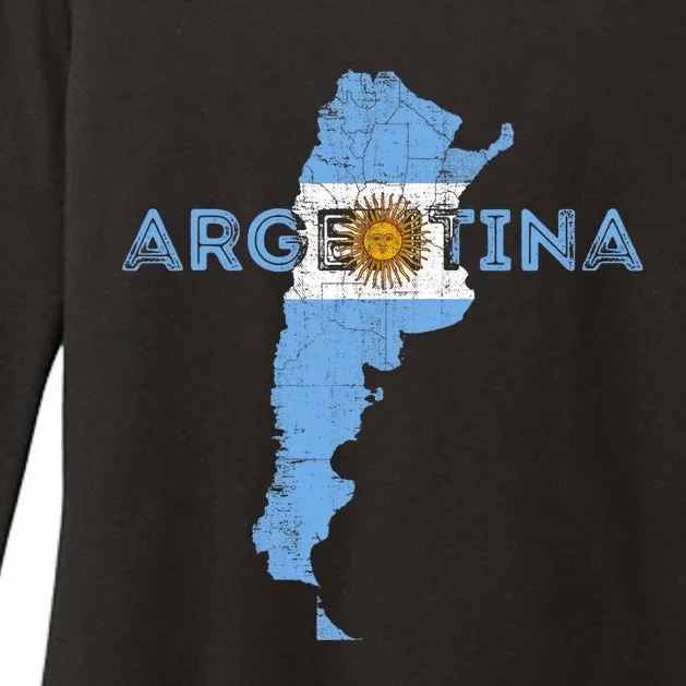 Argentinian Map And Flag Souvenir Distressed Argentina Womens CVC Long Sleeve Shirt