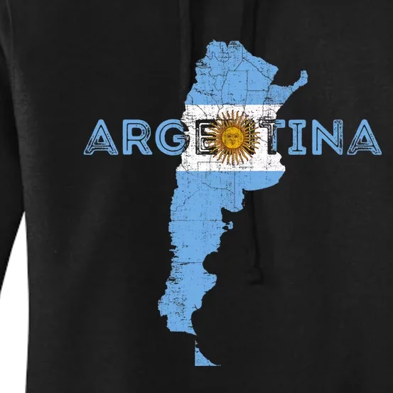 Argentinian Map And Flag Souvenir Distressed Argentina Women's Pullover Hoodie