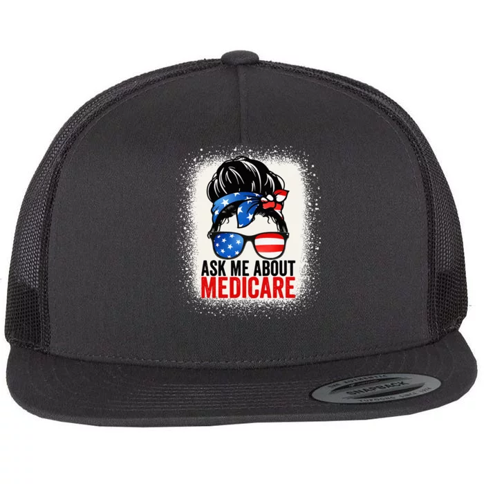 Ask Me About Medicare Insurance Agent Broker Sales Marketing Flat Bill Trucker Hat