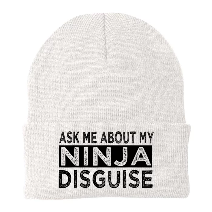 Ask Me About My Ninja Disguise Karate Funny Saying Vintage Knit Cap Winter Beanie