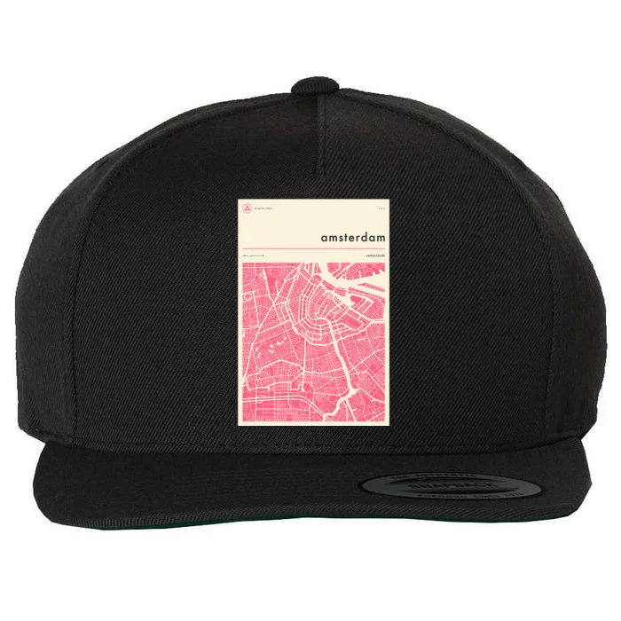 Amsterdam Map Wool Snapback Cap