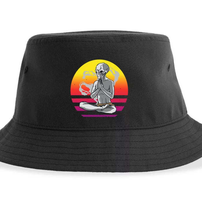 Alien Meditating Alien Yoga Meditationn Namaste Yoga Zen Ufo Sustainable Bucket Hat