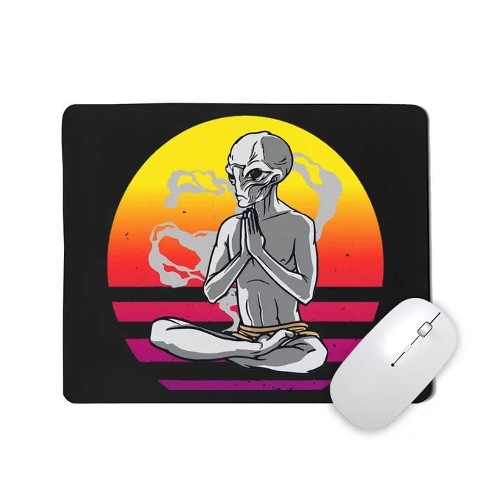 Alien Meditating Alien Yoga Meditationn Namaste Yoga Zen Ufo Mousepad