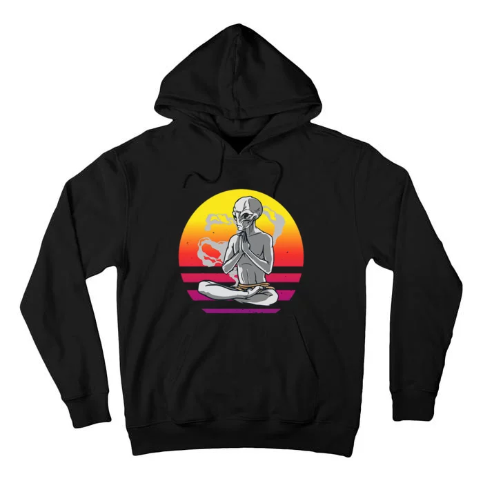 Alien Meditating Alien Yoga Meditationn Namaste Yoga Zen Ufo Tall Hoodie