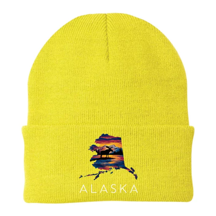 Alaskan Moose Animal Alaska Map Knit Cap Winter Beanie