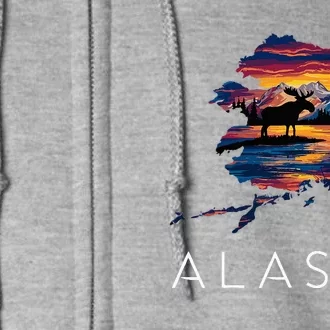 Alaskan Moose Animal Alaska Map Full Zip Hoodie