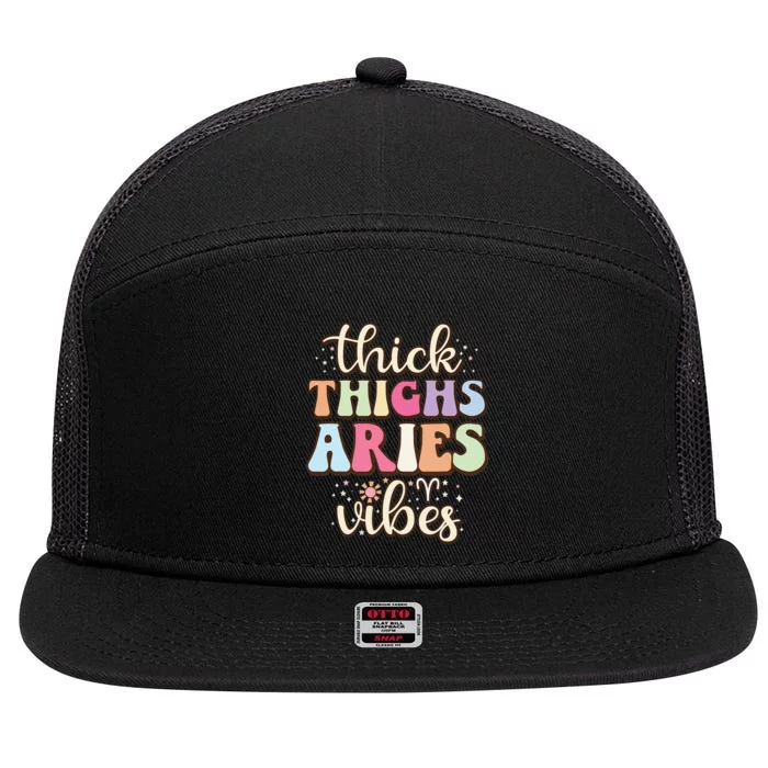 Aries March April birthday Retro astrology Aries Zodiac sign 7 Panel Mesh Trucker Snapback Hat