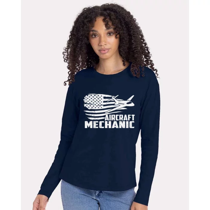 Aircraft Mechanic Aviation Airplane Maintenance Engineer Womens Cotton Relaxed Long Sleeve T-Shirt