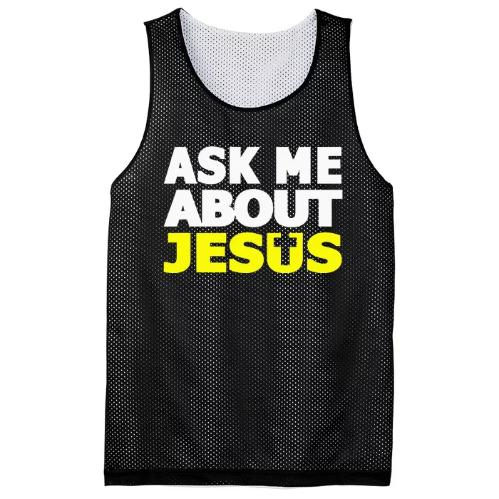 Ask Me About Jesus Religious Christian Gift Mesh Reversible Basketball Jersey Tank