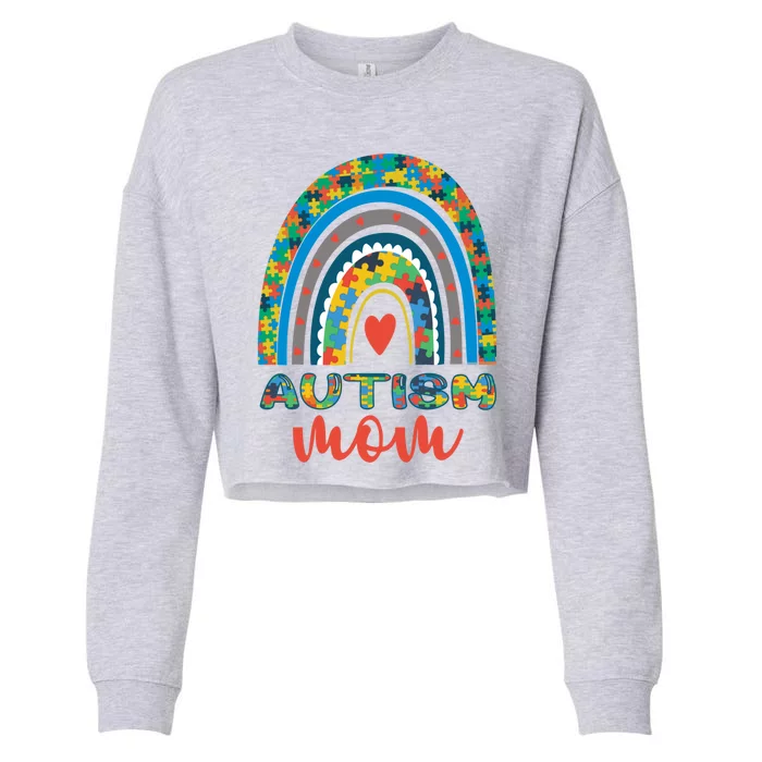 Autism Mom Autism Rainbow Cool Gift Cropped Pullover Crew