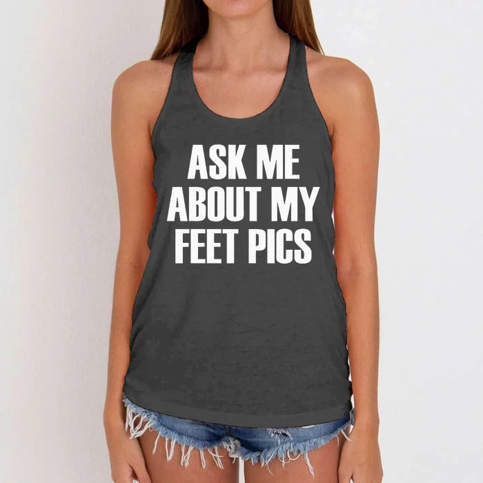 Ask Me About My Feet Pics Women's Knotted Racerback Tank