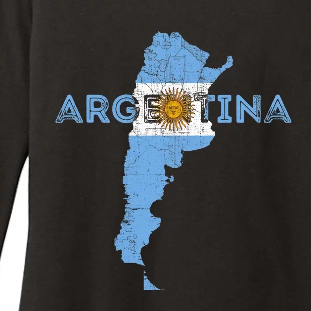 Argentinian Map and Flag Souvenir - Distressed Argentina Womens CVC Long Sleeve Shirt