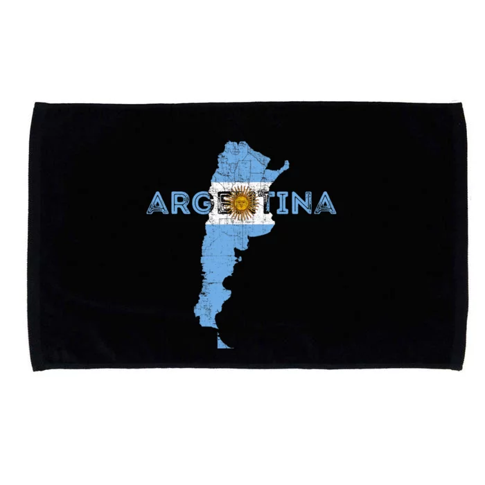 Argentinian Map and Flag Souvenir - Distressed Argentina Microfiber Hand Towel