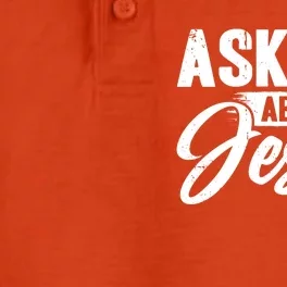 Ask Me About Jesus Great Gift Dry Zone Grid Performance Polo