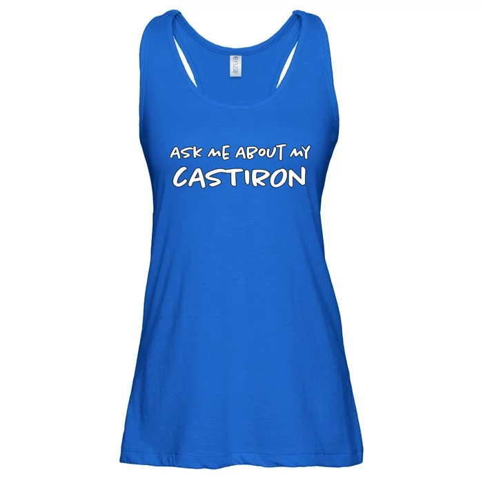 Ask Me About My Cast Iron Foodie Chef Funny Home Cook Gift Ladies Essential Flowy Tank