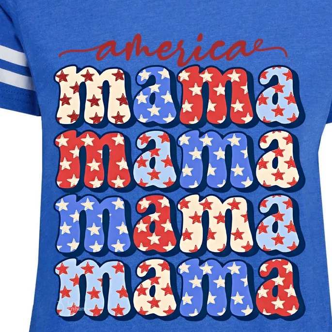 American Mama All American Mama Fourth Of July Mom Mother's Day 4th Of July Enza Ladies Jersey Football T-Shirt