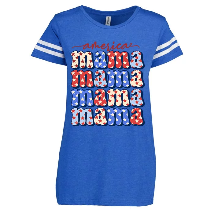 American Mama All American Mama Fourth Of July Mom Mother's Day 4th Of July Enza Ladies Jersey Football T-Shirt