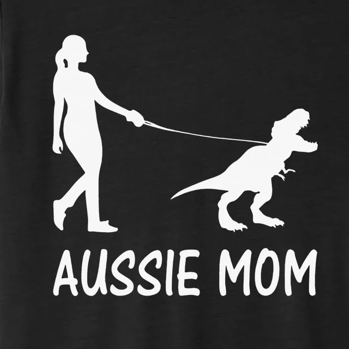 Aussie Mom Australian Shepherd Dog Dinosaur  Mother ChromaSoft Performance T-Shirt