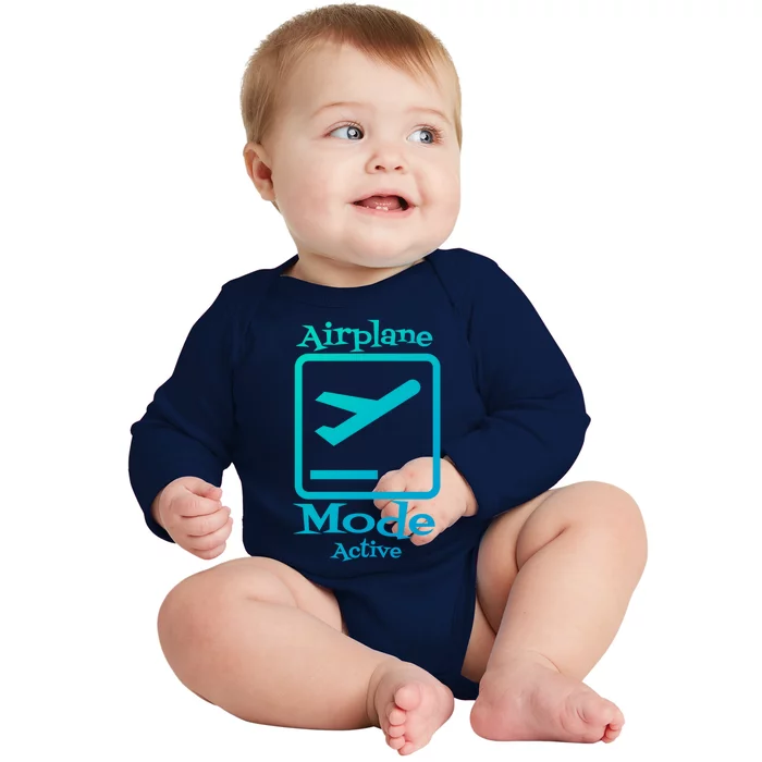 Airplane Mode Active Frequent Flyer World Traveler Cute Gift Baby Long Sleeve Bodysuit