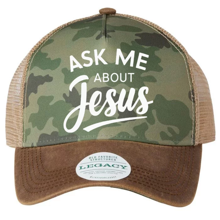 Ask Me About Jesus Religious Christian Legacy Tie Dye Trucker Hat