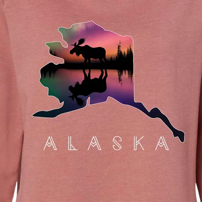 Alaskan Moose A.U.R.O.R.A Borealis Alaska State & Landscape Womens California Wash Sweatshirt