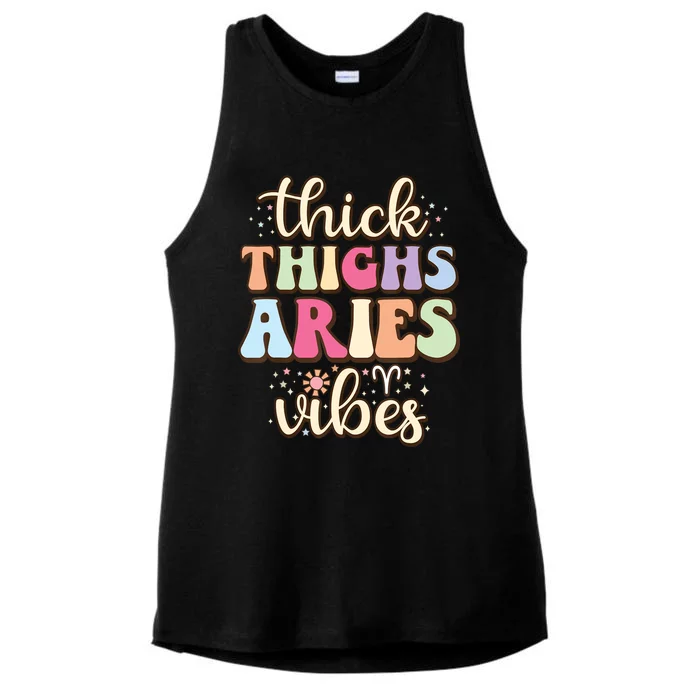 Aries March April Birthday Retro Astrology Aries Zodiac Sign Ladies Tri-Blend Wicking Tank